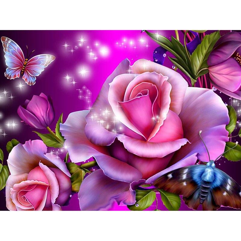 Roos - Vlinders | Diamond Painting